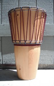 Rope-tuned, African djembe hand drum.